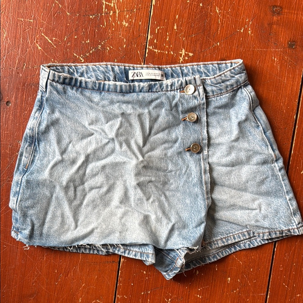 Zara Light Blue Denim Skort NWOT